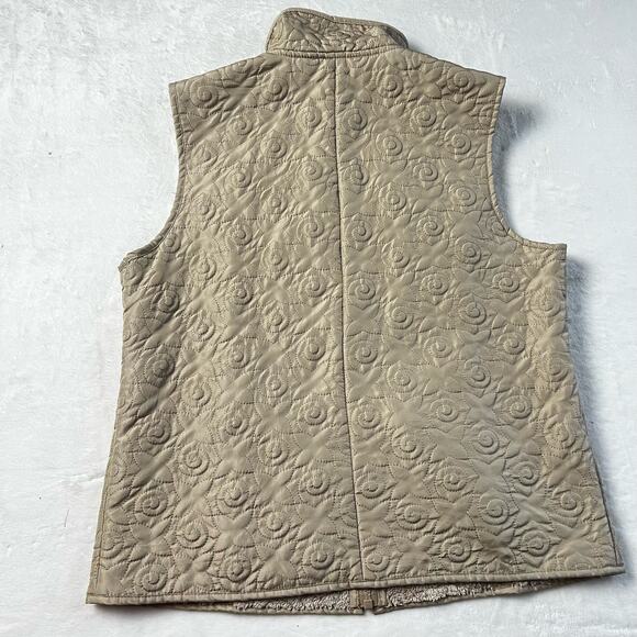 Orvis women’s tan floral quilted fleece lined vest size small - Picture 2 of 8
